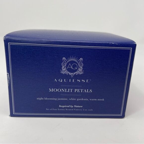 AQUIESSE Moonlit Petals Luxury Scented Glass Votive Candles Set of 4 NEW - Picture 1 of 7